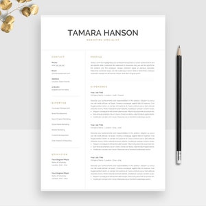 Professional Resume Template for Word & Pages, Modern Marketing Resume, Mac or PC, Creative CV, Cover Letter, Instant Download, Tamara