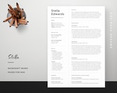Professional 1 Page Resume Template, Modern One Page CV, Word & Mac Pages, Compact Minimalist Design, Developer, Designer, Marketing, Stella