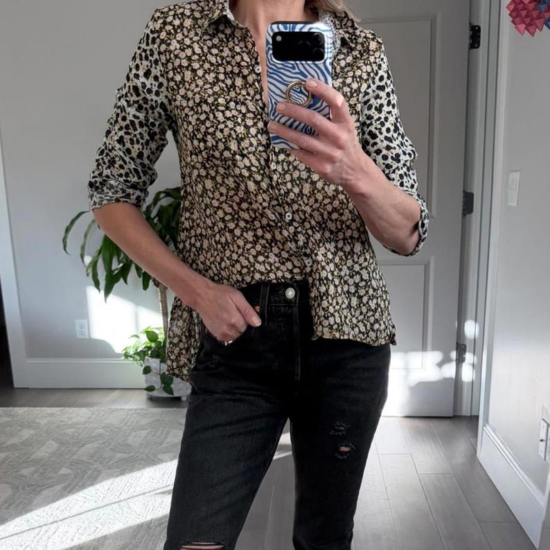 Anthropologie Holding Horses overhemd met bloemenprint en knoopsluiting Maat S afbeelding 1