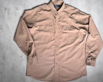 Polo by Ralph Lauren Men's Long Sleeve Button-Up Shirt Tan Size Large
