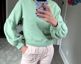 INTERMIX Women's Light Green / Sage Cotton Sweatshirt Size Large