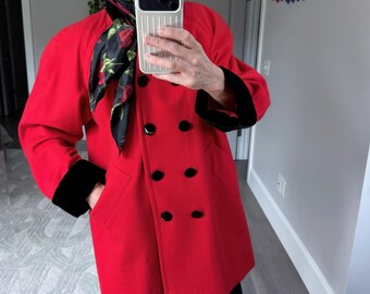 Vintage Carlisle Red Wool Cashmere Blend Coat Size 10