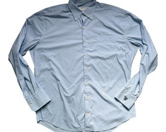 Peter Millar Summer Comfort Light Blue Gingham Button-Down Shirt Large