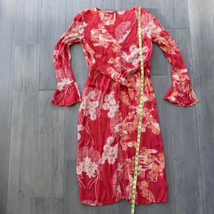 Sukienka midi Free People w pomarańczowe kwiaty | Rękawy dzwonkowe, rozmiar S zdjęcie 7