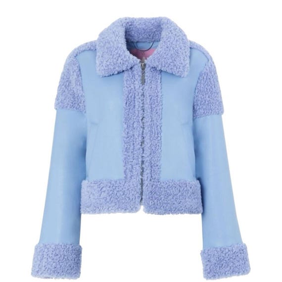 Unreal Fur Corfu Lilac Faux Fur Leather Zip-Up Ja… - image 2