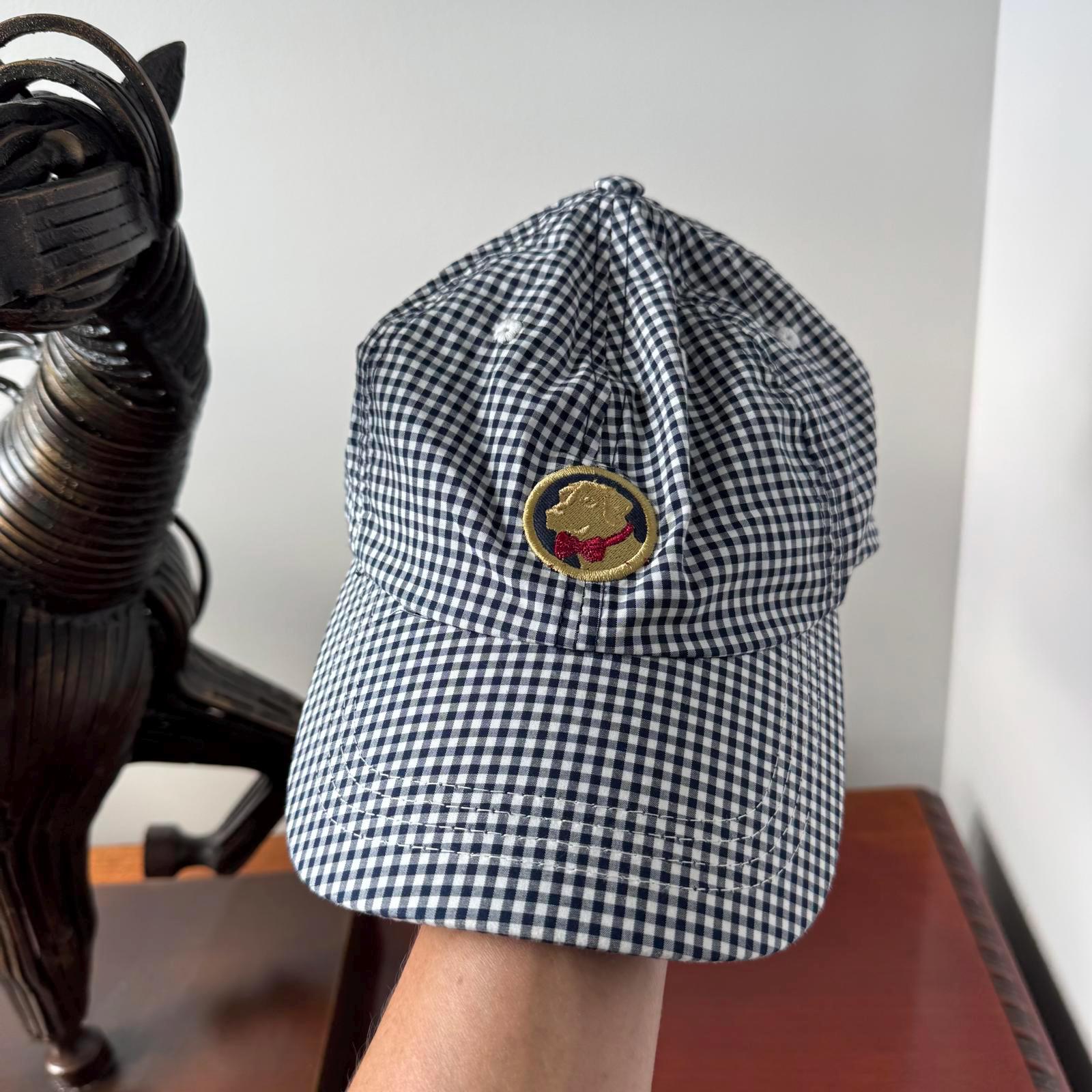 Southern Proper Navy and White Gingham Check Baseball Cap| Dog