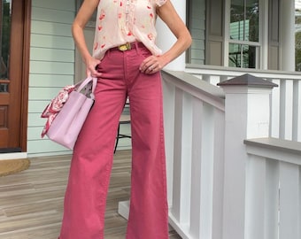 Mother The Undercover Wide Leg Jeans | Burgundy Size 25