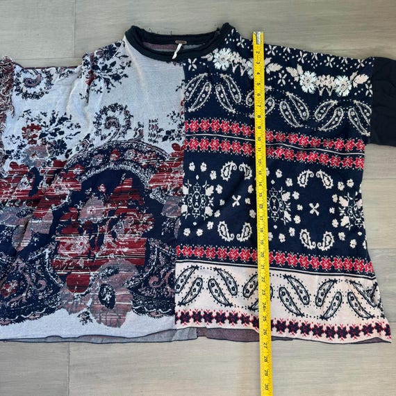 Free People Patchwork Pattern Paisley Poncho Swea… - image 6