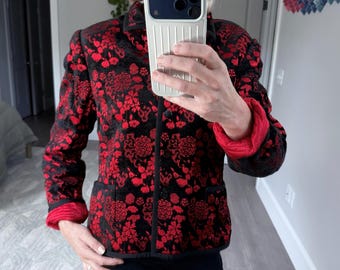 Vintage Carlisle Reversible Silk | Rayon Quilted Jacket Size 12