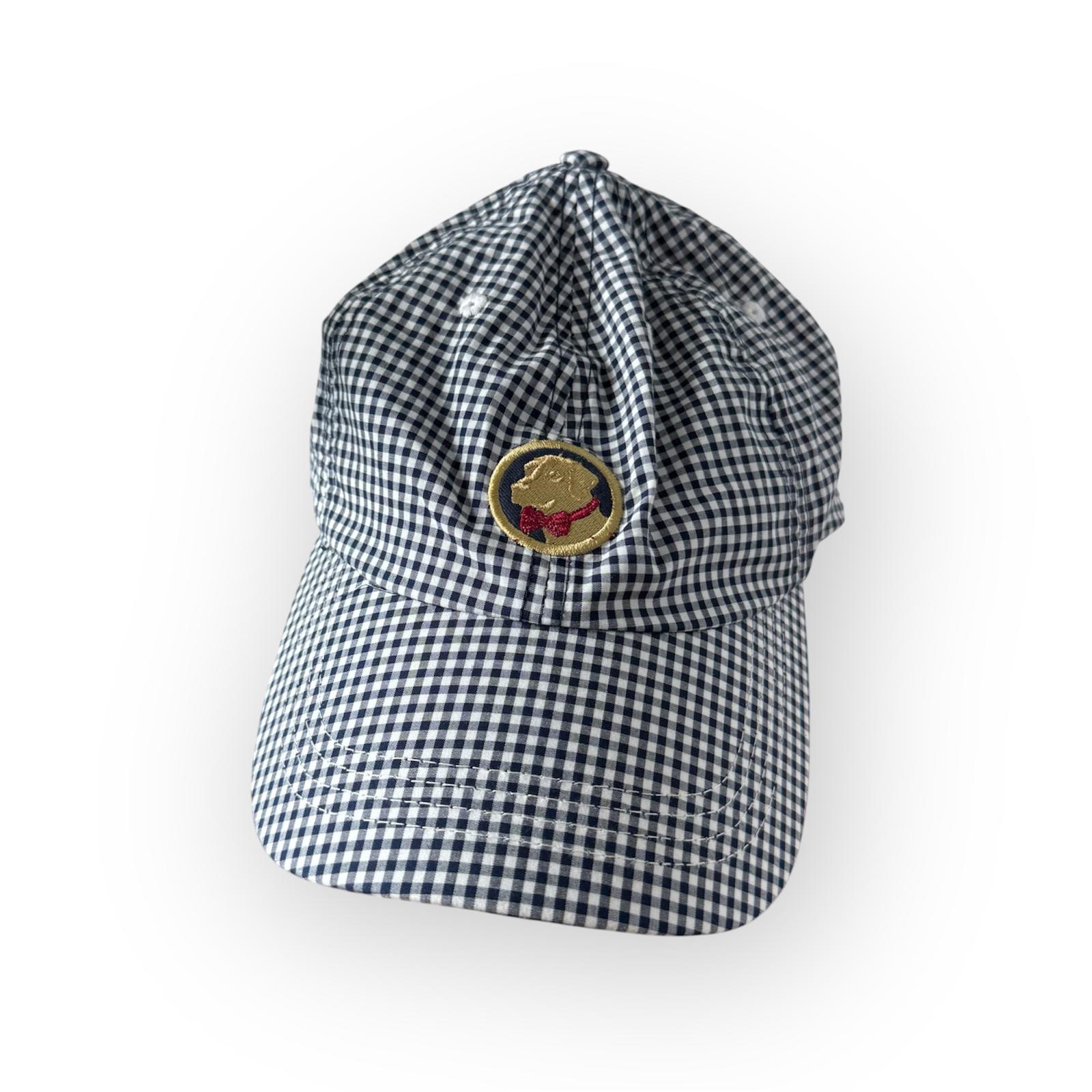 Southern Proper Navy and White Gingham Check Baseball Cap| Dog