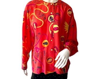 Vintage Escada by Margaretha Ley Crepe de Chine Silk Blouse Size 42