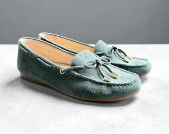 Michael Kors Green Suede Moccasin Loafers Size 8.5