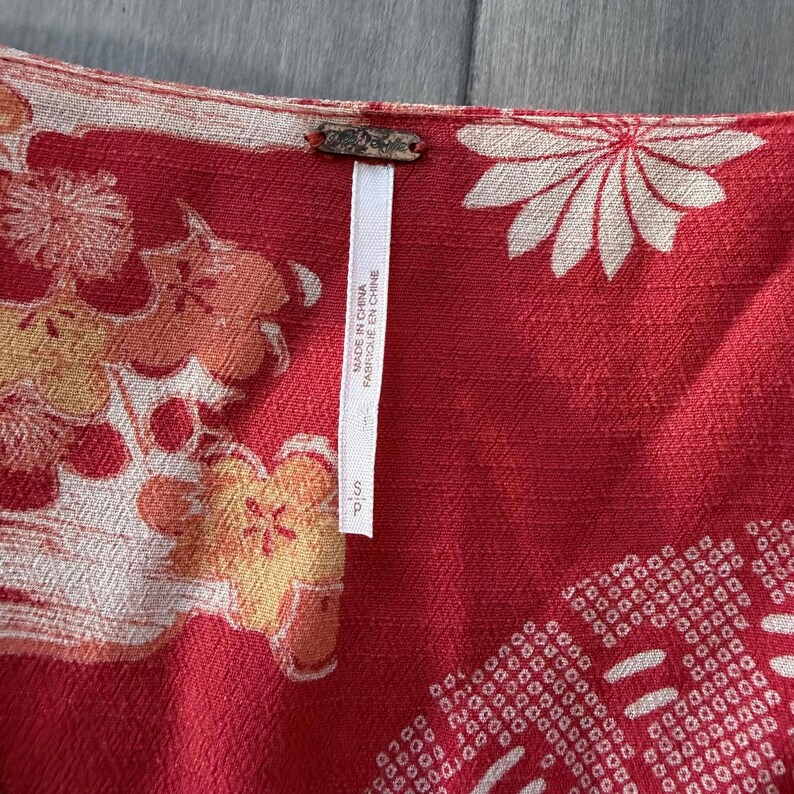 Sukienka midi Free People w pomarańczowe kwiaty | Rękawy dzwonkowe, rozmiar S zdjęcie 4