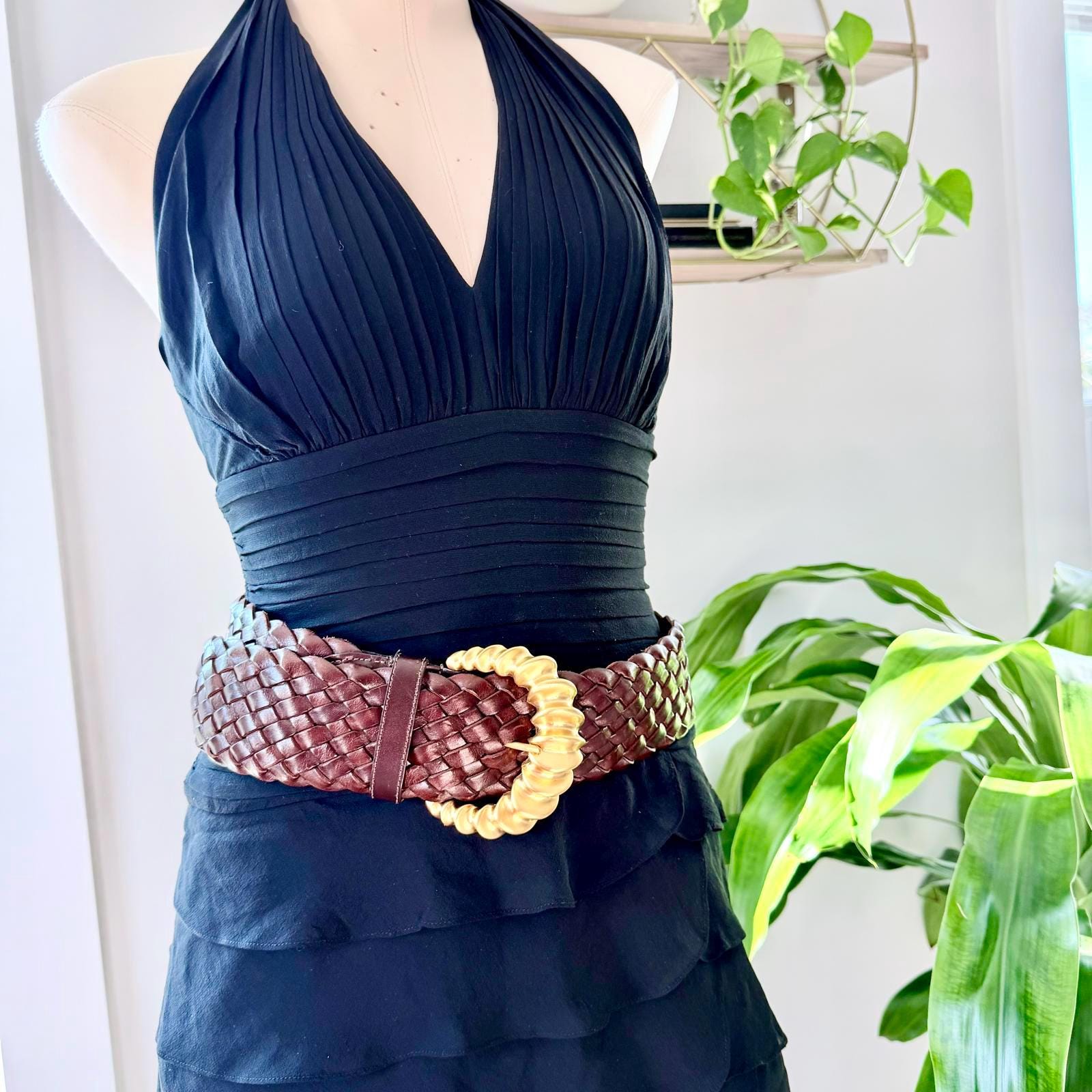 WCM Wide Boho Leather & Gold Studded Waist Belt il_fullxfull.5249189467_3x1n.jpg main image 2