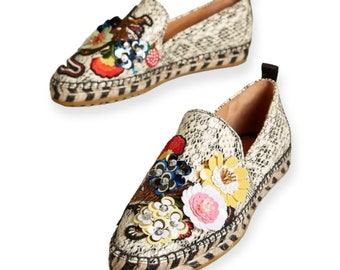 Bill Blass Anthropologie Sutton Espadrilles Flats Shoes Size 8.5 Etsy