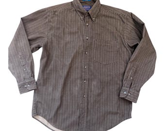 Vintage Pendleton Brown Houndstooth Button-Down Shirt Size M
