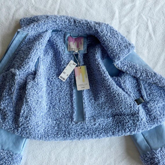 Unreal Fur Corfu Lilac Faux Fur Leather Zip-Up Ja… - image 5