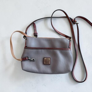 Vintage Dooney and Bourke Crossbody Bag in Grey-brown - Etsy Dooney & Bourke Gray Crossbody Bag with Brown Trim main image 1