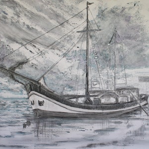 The Albatross at Wells-next-the Sea, Norfolk - Hochwertige Giclée Drucke und personalisierte Karten eines Original gemäldes von Karin Hocher