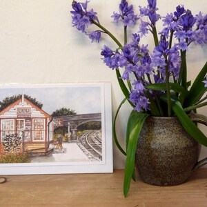 Weybourne Steam Engine Station, Norfolk - Personalisierte Grußkarte eines Original Aquarells von Karin Hocher