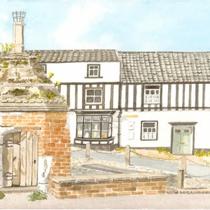The Old Pump at Little Walsingham, Norfolk - Kwaliteit Giclée Prints en Kaarten van een originele aquarel door Karin Hocher