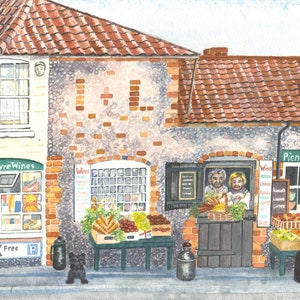 Picknick Fayre - Cley-next-Sea - Norfolk - Qualitäts-Giclee-Drucke und personalisierte Karten eines Original Aquarell gemäldes von Karin Hocher