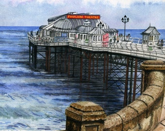 Cromer Pier - Norfolk - Quality Giclée prints and Personalised Cards of an Original Watercolour painting by Karin Hocher