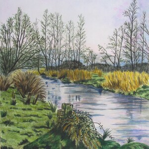 The River Bure at Corpusty - Norfolk - Tirages Giclée de qualité et cartes personnalisées d’une aquarelle originale de Karin Hocher
