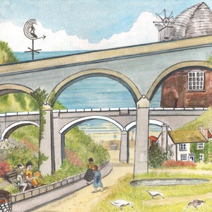 East Runton - Norfolk - A Medley - Hochwertige Giclée-Drucke und personalisierte Karten eines Original-Aquarells von Karin Hocher