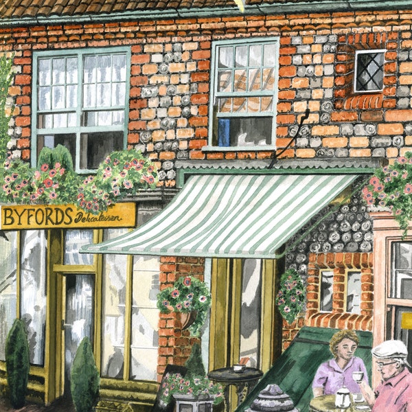 Byford's Café and Posh B&B - Holt, Norfolk - Quality Giclée Prints and Personalised Cards by Karin Hocher
