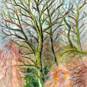 Arbres d’automne à Coltishall - Norfolk - Impressions Giclée de qualité et cartes personnalisées d’une aquarelle originale de Karin Hocher