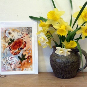 Cancer Sternzeichen Sternzeichen Personalisierte Geburtstagskarten - Sternzeichen Notizen nach einem Original Aquarell von Karin Hocher