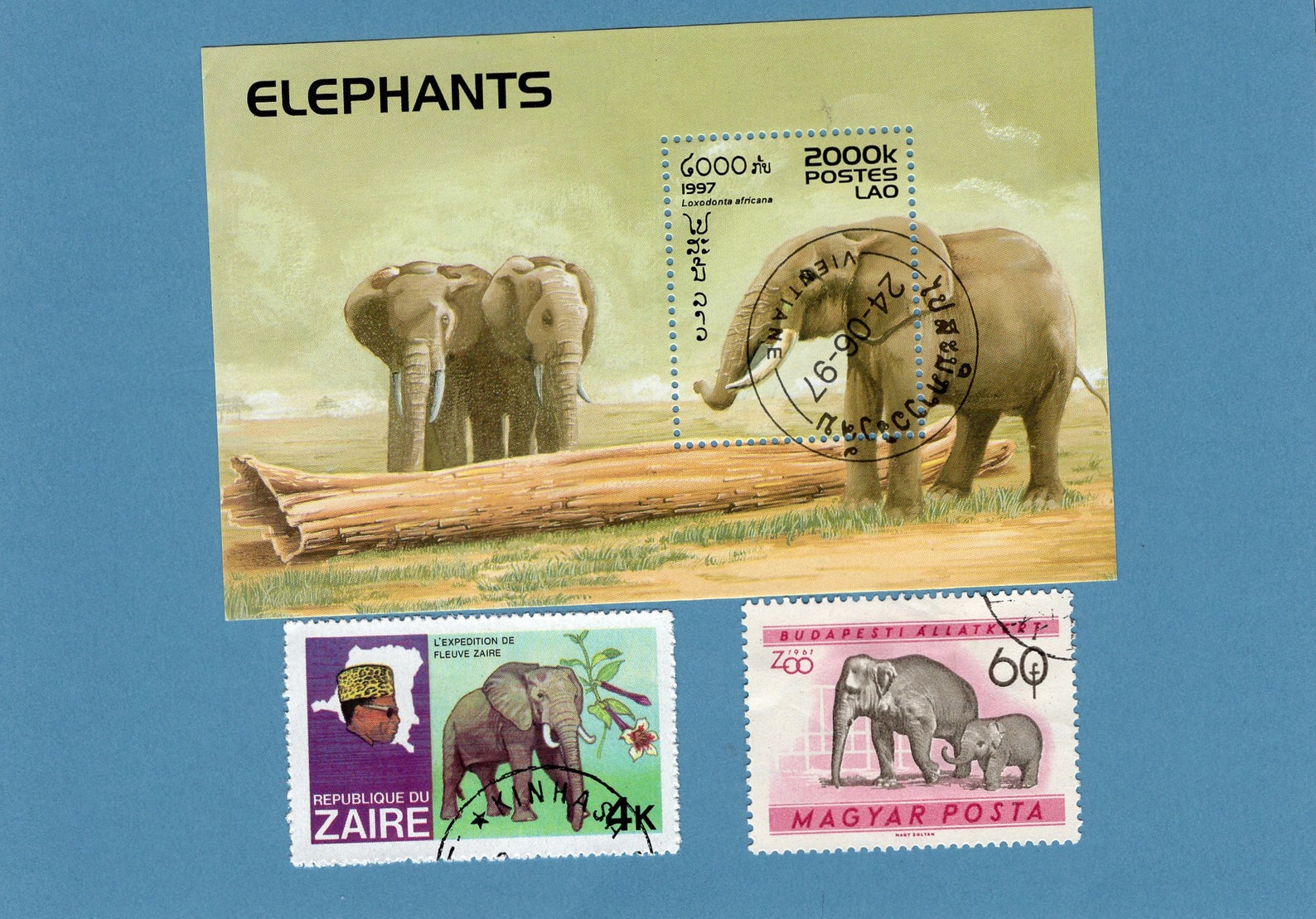 Elephants Postage Stamps Plus Souvenir Sheet Wildlife Etsy