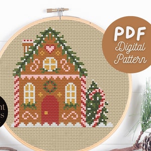 Patrón Punto de Cruz Casa de Jengibre / Punto de Cruz Navidad / Punto de Cruz Moderno / Patrón Punto de Cruz Fácil / Patrón Digital PDF