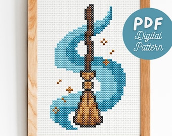 Padrão de ponto cruz de bruxa | Ponto Cruz Moderno | Ponto Cruz Mágico | Baixar PDF Digital