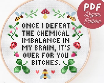 Sassy Snarky Cross Stitch Pattern: Floral Cottage Border (PDF Digital Pattern)