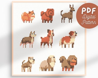 Dog Breeds Cross Stitch Pattern: Canine Sampler (Digital Download PDF)