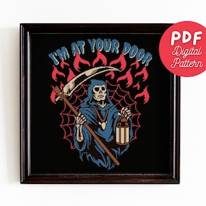 Halloween Cross Stitch, Horror Gothic Cross Stitch Pattern, Easy Modern Cross Stitch, Digital Download PDF - Grim Reaper