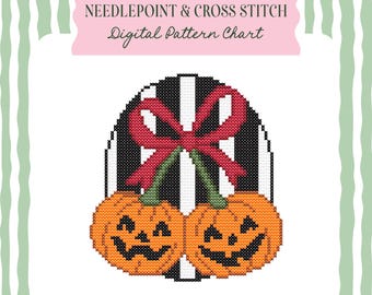 Kürbis Kirschen Halloween Kreuzstichmuster Nadelstich Vorlage (Digitaler Download PDF)