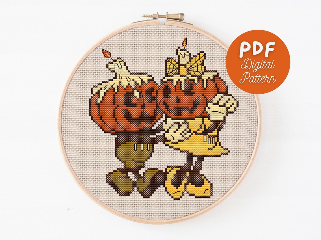 Retro Halloween Pumpkin Cross Stitch Pattern (digital Download PDF) - Etsy
