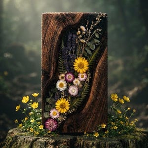 Handcrafted Rosewood Resin Urn – Preserved Floral Memorial Ashes Keepsake Box