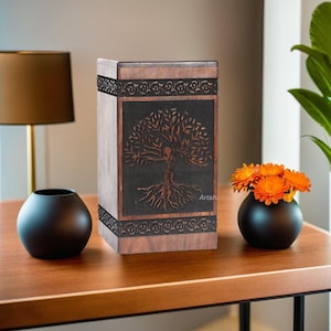 Tree of Life Rosewood Cremation Urn Box: Memorial Keepsake