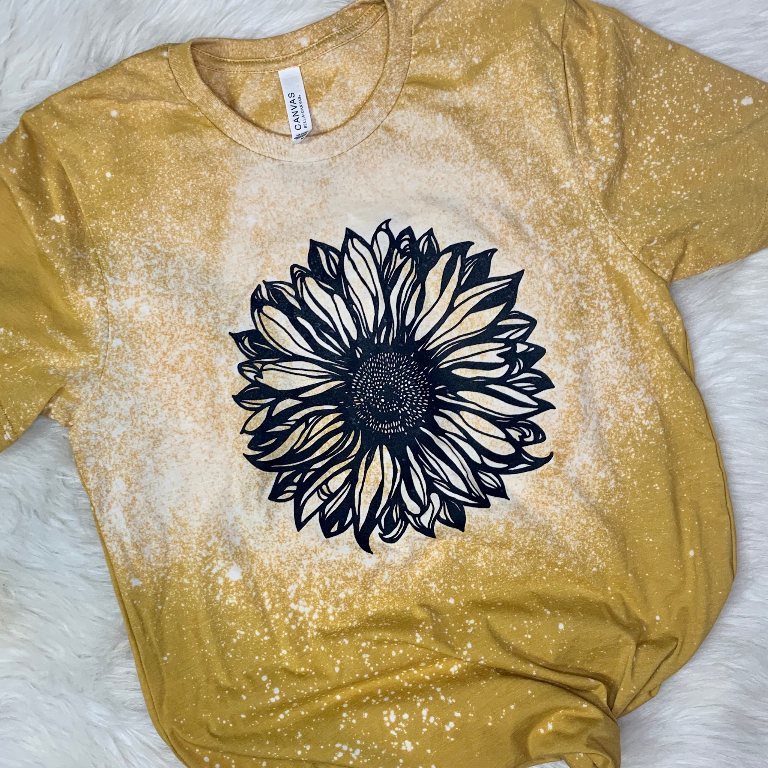 Tie dye yellow shirt with bleach sale