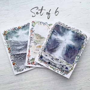 Conjunto de 6 cartões de Natal em aquarela, cartões de Natal cristãos, cartões de Natal com versículos bíblicos