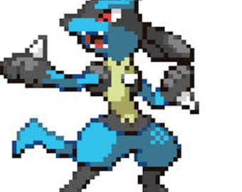 Lucario inspired Cross stitch pattern