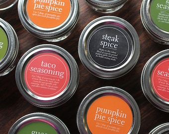 2" Round Printable Spice Labels for Mason Jars - 6 Designs Total!