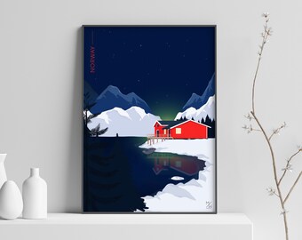 Affiche illustrée Norvège
