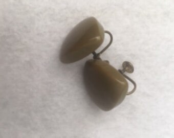 Deep Green Triangle Shaped Bakelite Earrings