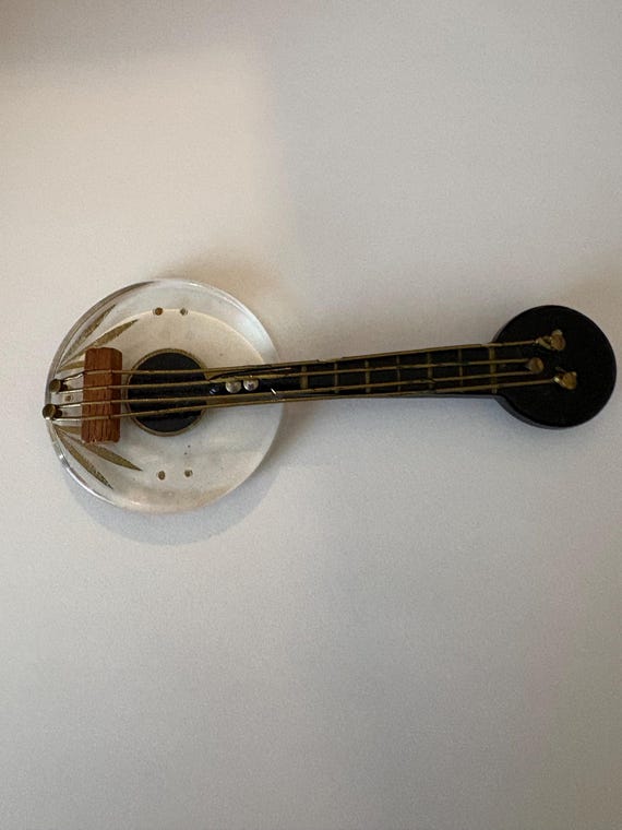 Vintage Lucite Banjo carved Lucite