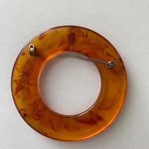 Bakelite tortoise root beer color beautiful circle pin